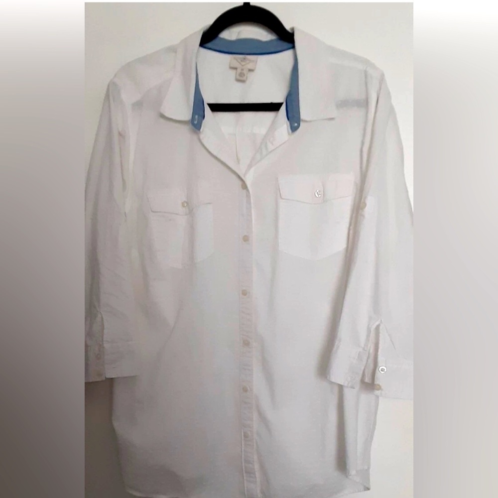 St. John's Bay White Casual Button Down Shirt plus size 1X